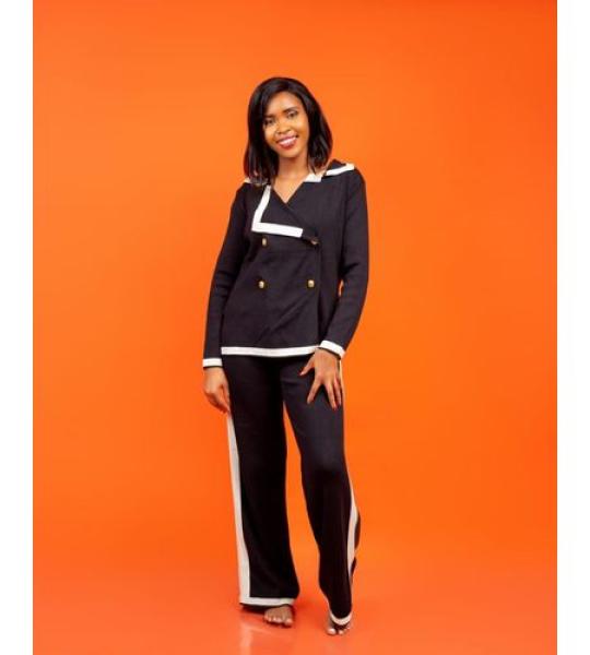 2 piece knit set black